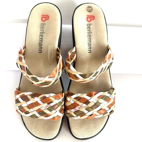 BERKEMANN TREIST MULTI-COLORED DOUBLE BRAIDED STRAP SLIDES MULES SANDALS Sz8 - Picture 7 of 12